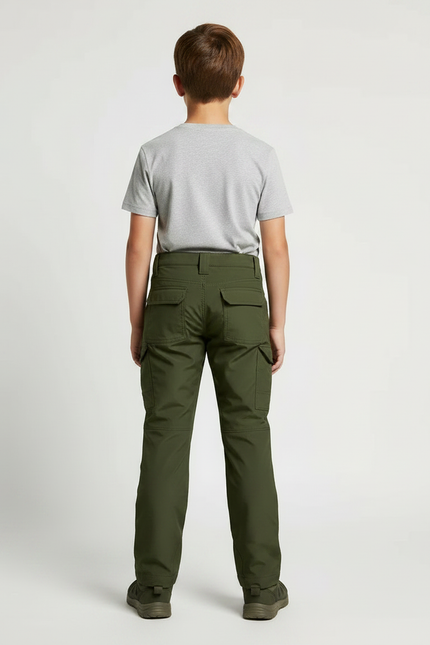 Pantalon Randonnée Vert Kaki Cargo Enfant Multi-poches - Polyester - vue 2