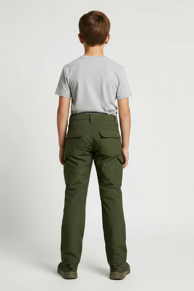 Pantalon Randonnée Vert Kaki Cargo Enfant Multi-poches - Polyester - vue 2