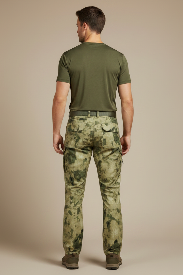 Pantalon Randonnée Camouflage Homme Tactique Multi-Poches - Kaki Polyester - vue 2