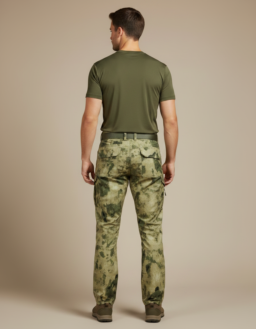 Pantalon Randonnée Camouflage Homme Tactique Multi-Poches - Kaki Polyester - vue 2
