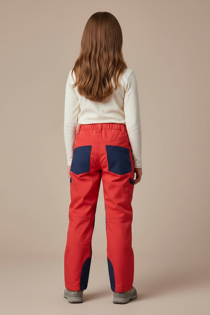Pantalon Randonnée Rouge Marine Imperméable Fille Hiver - Polyester - vue 2