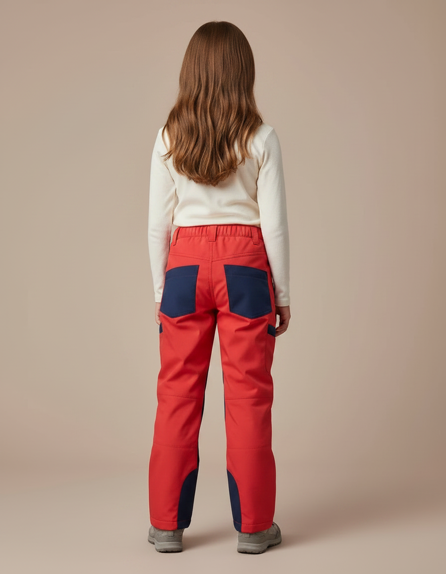 Pantalon Randonnée Rouge Marine Imperméable Fille Hiver - Polyester - vue 2