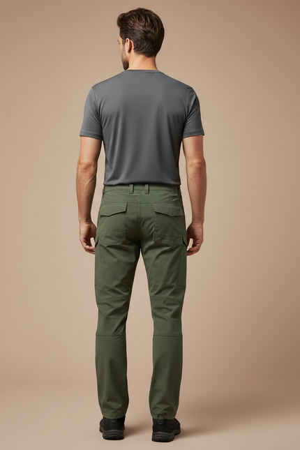 Pantalon Randonnée Vert Cargo Léger Homme - Kaki Polyester - vue 2
