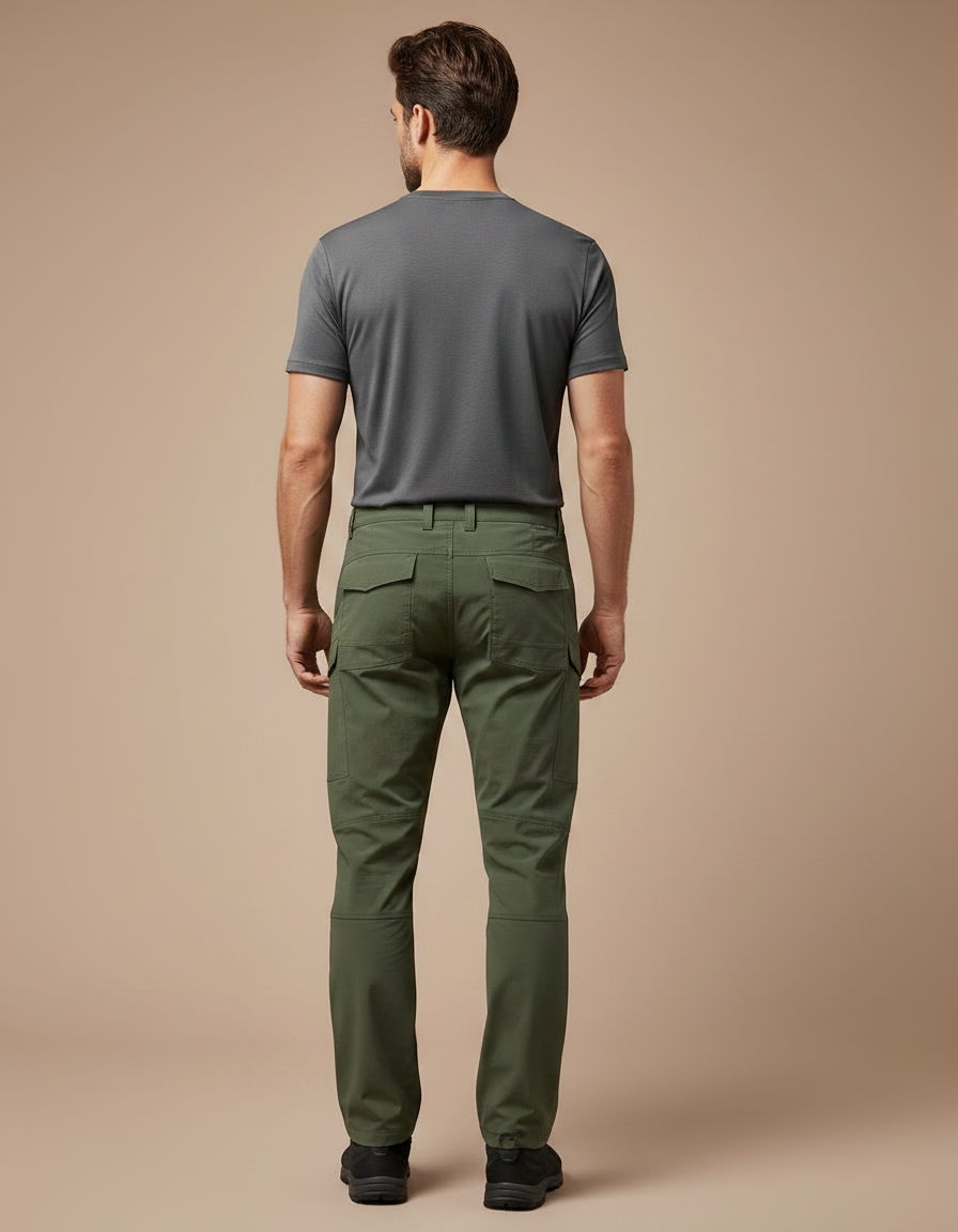 Pantalon Randonnée Vert Cargo Léger Homme - Kaki Polyester - vue 2