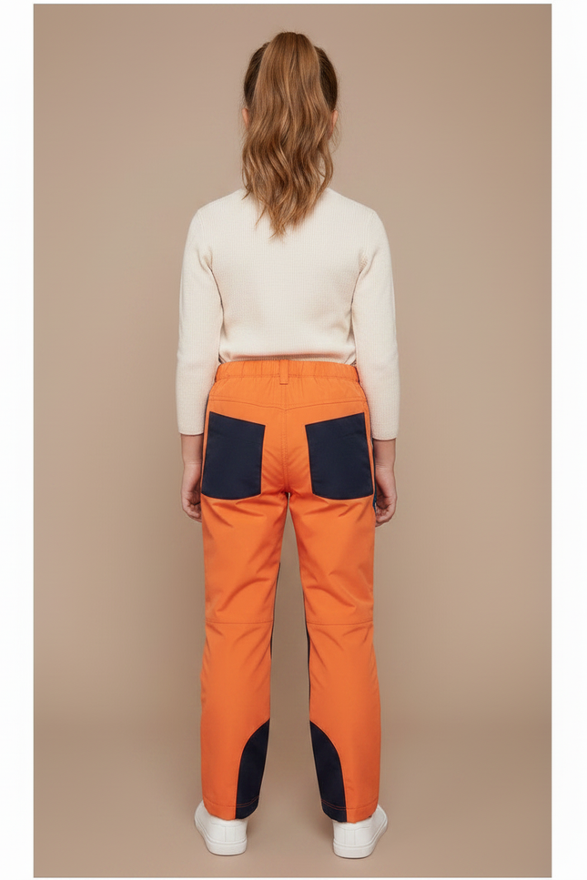 Pantalon Randonnée Enfant Orange Marine Imperméable Softshell - Polyester - vue 2