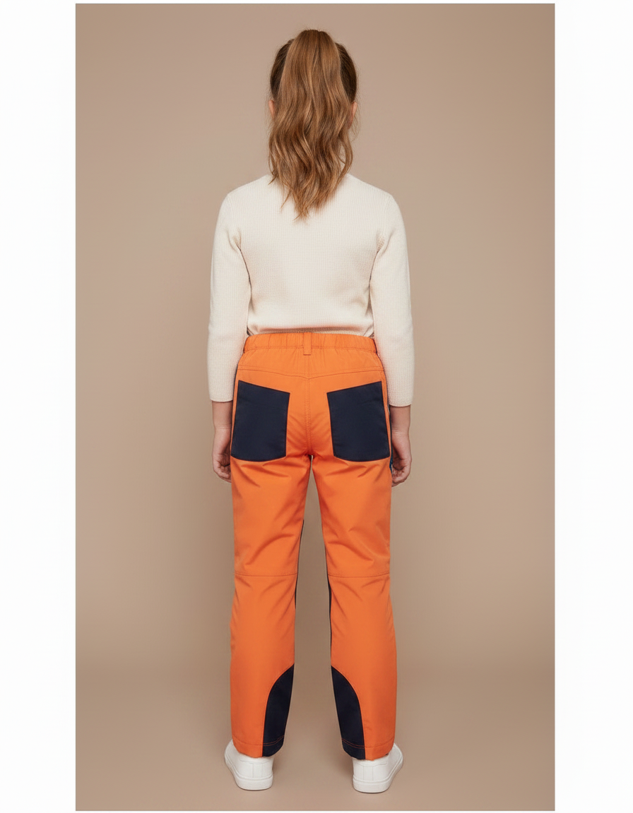 Pantalon Randonnée Enfant Orange Marine Imperméable Softshell - Polyester - vue 2