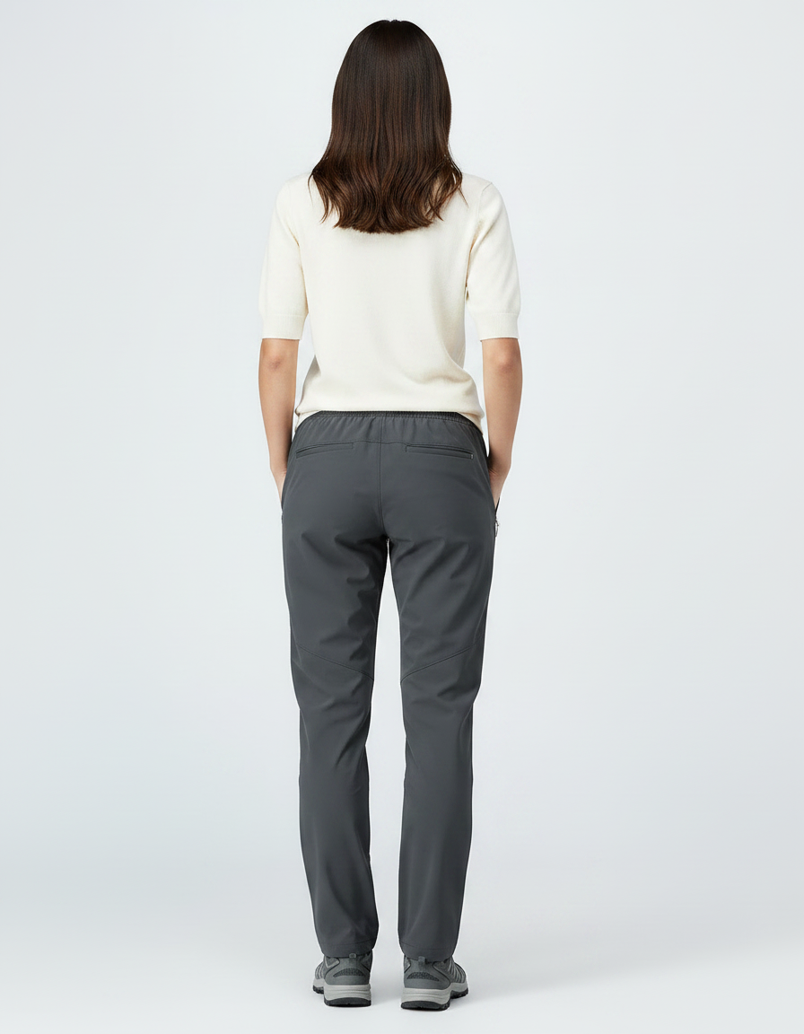 Pantalon Randonnée Gris Léger Respirant Élastique Femme - Polyester - vue 2
