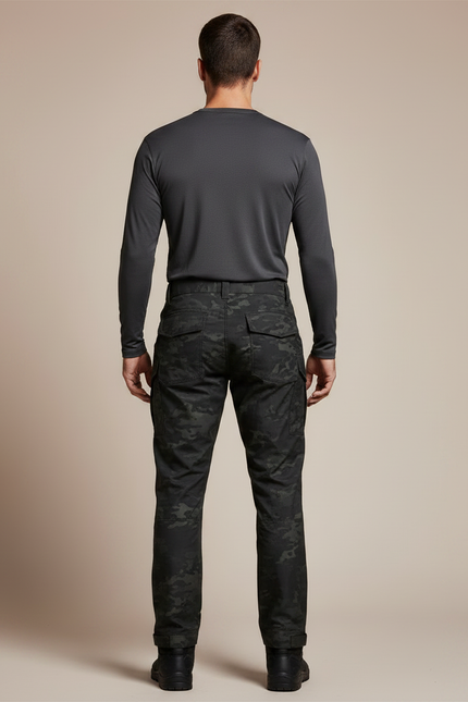 Pantalon Randonnée Camouflage Noir Homme Tactique Robuste - Polyester - vue 2