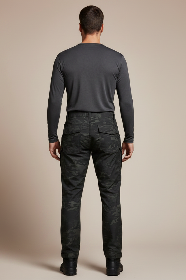Pantalon Randonnée Camouflage Noir Homme Tactique Robuste - Polyester - vue 2