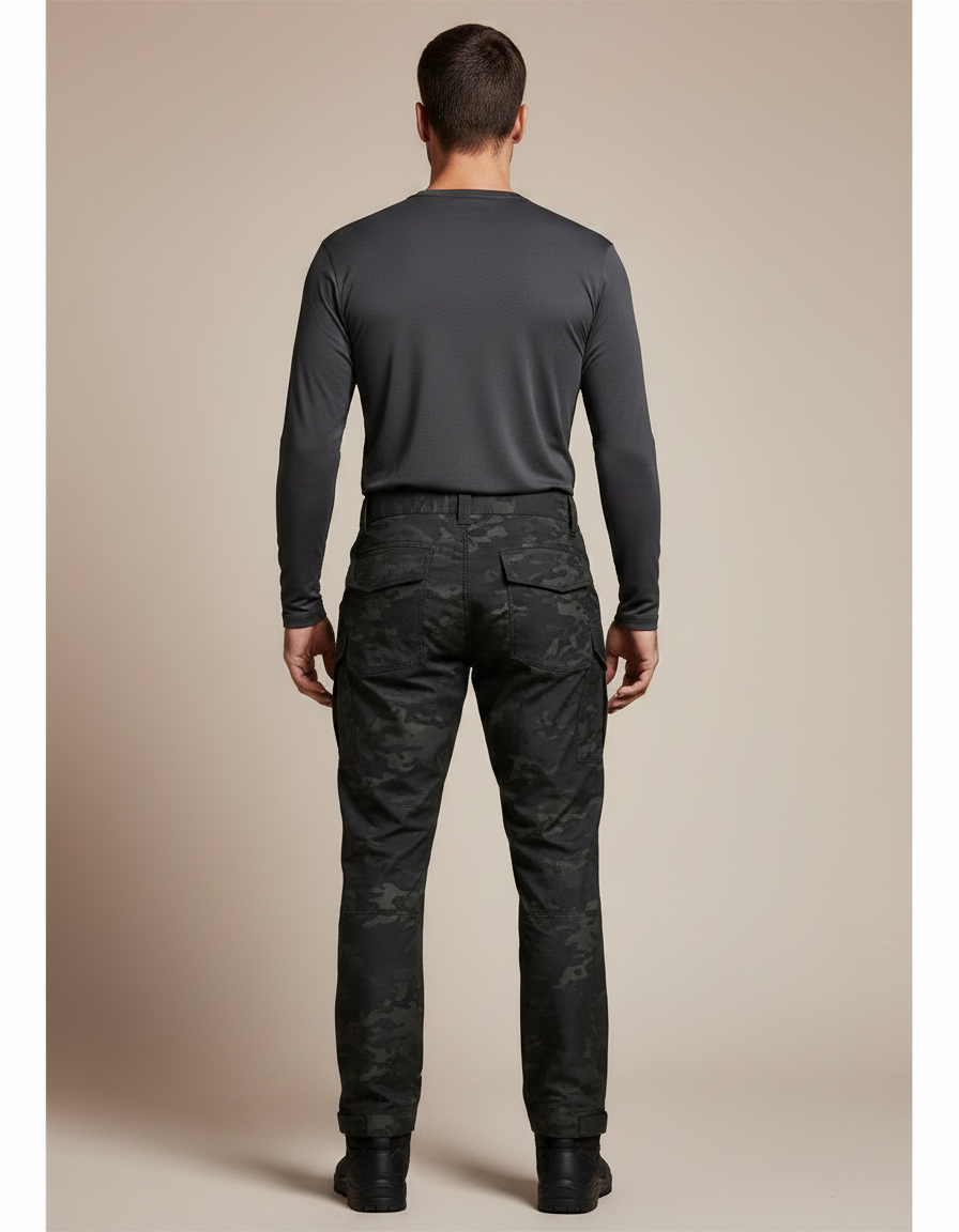 Pantalon Randonnée Camouflage Noir Homme Tactique Robuste - Polyester - vue 2