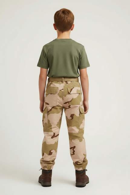 Pantalon Randonnée Camouflage Beige Poches Latérales Enfant - Toile - vue 2