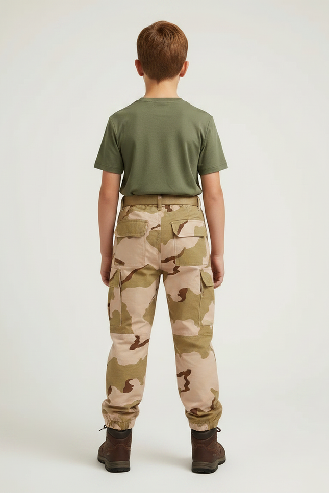 Pantalon Randonnée Camouflage Beige Poches Latérales Enfant - Toile - vue 2