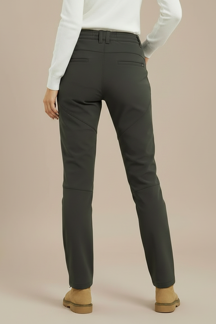 Pantalon Randonnée Femme Gris Chaud Softshell Hiver - Kaki Polyester - vue 2