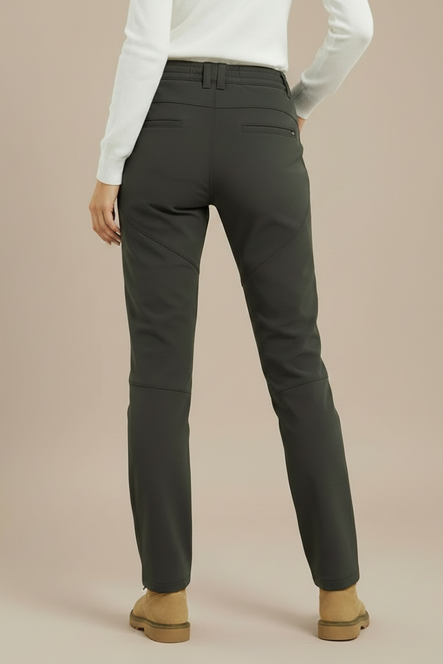 Pantalon Randonnée Femme Gris Chaud Softshell Hiver - Kaki Polyester - vue 2