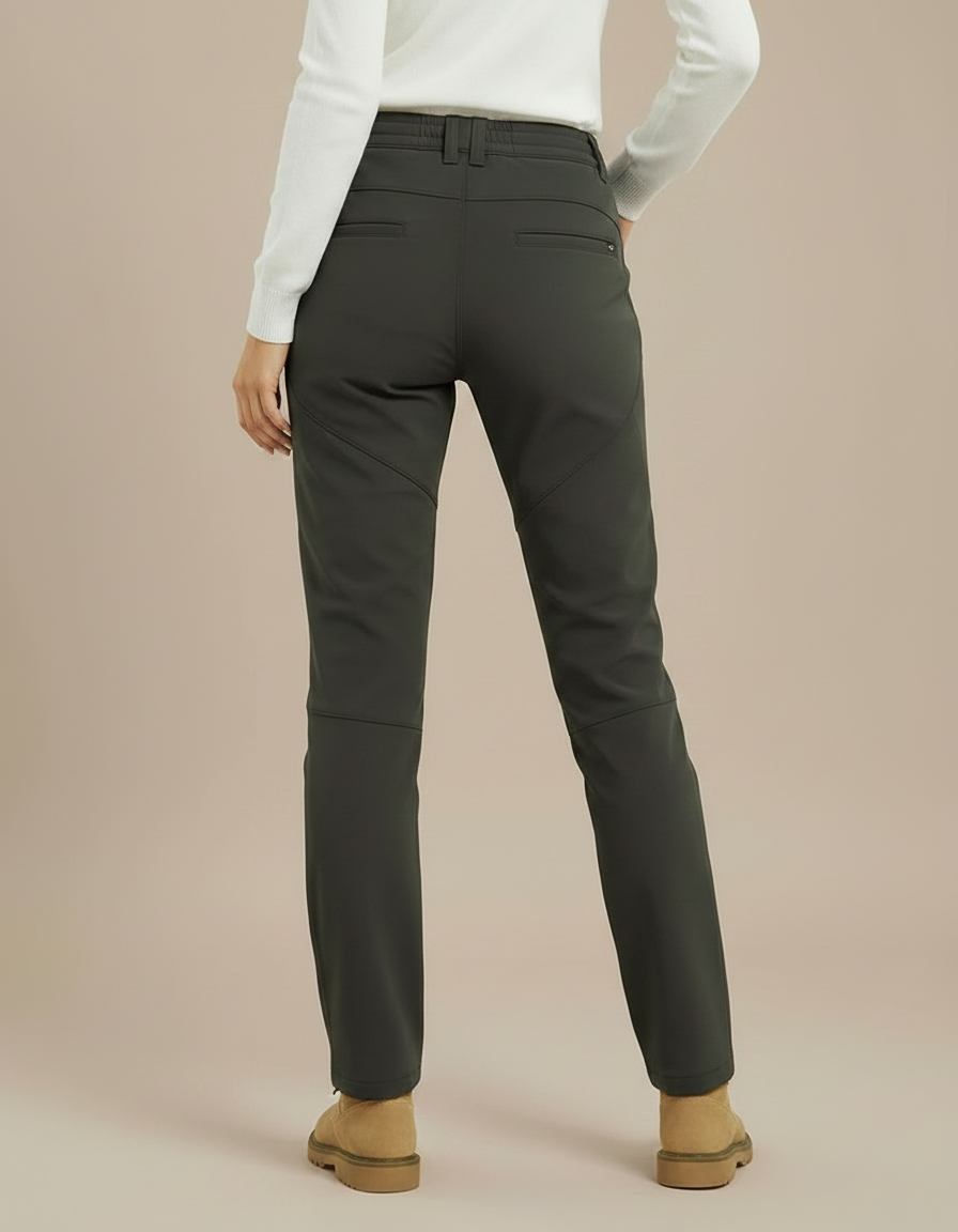 Pantalon Randonnée Femme Gris Chaud Softshell Hiver - Kaki Polyester - vue 2