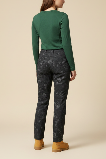Pantalon Randonnée Camouflage Femme Slim Imperméable - Noir Polyester - vue 2