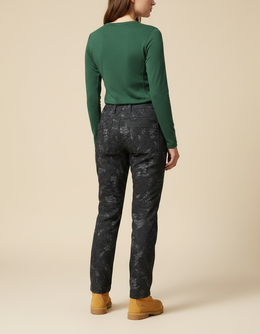 Pantalon Randonnée Camouflage Femme Slim Imperméable - Noir Polyester - vue 2