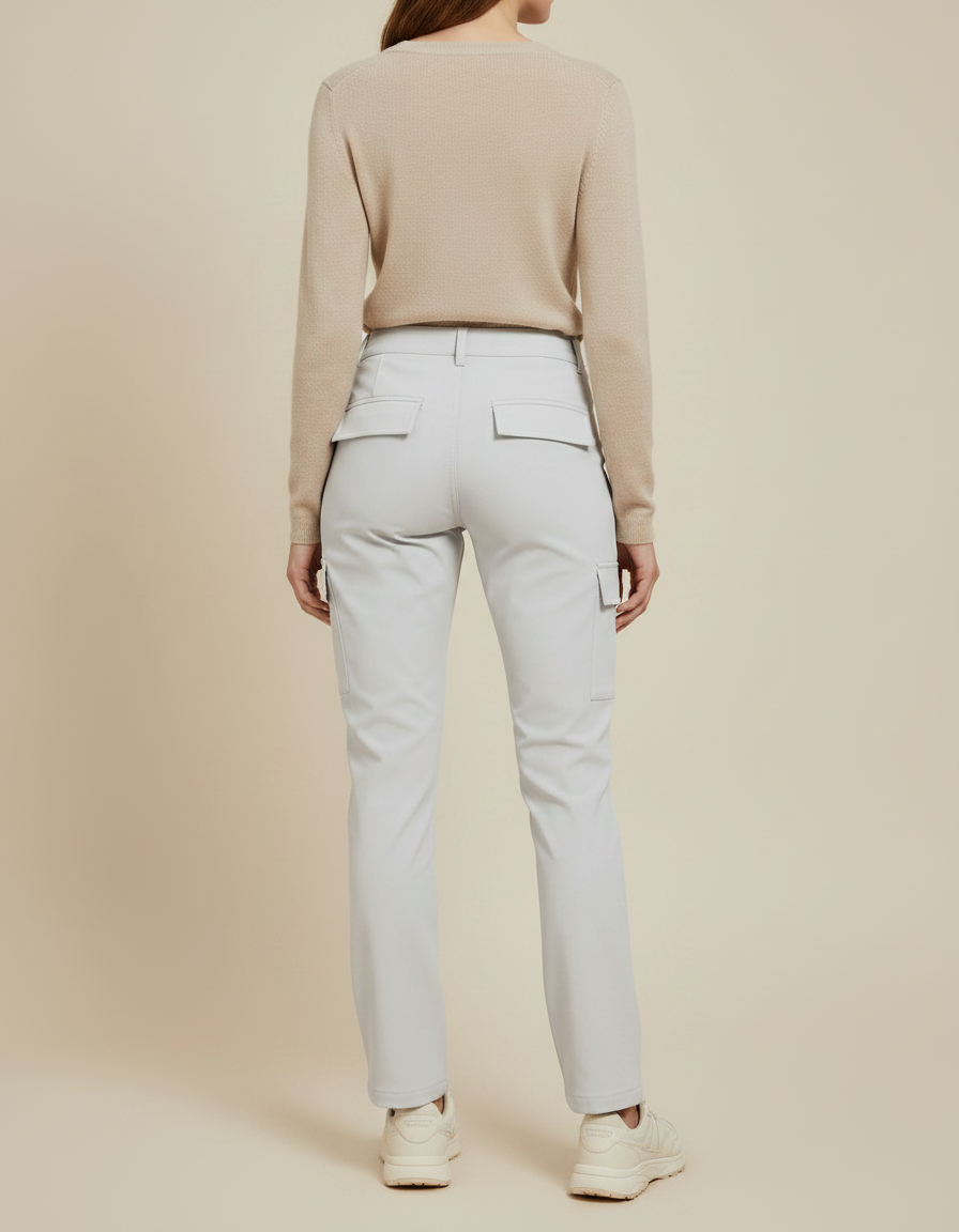 Pantalon Randonnée Gris Cargo Coupe Droite Femme - Simili cuir - vue 2