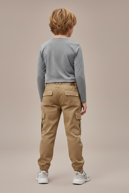 Pantalon Randonnée Enfant Kaki Cargo Décontracté - Toile - vue 2