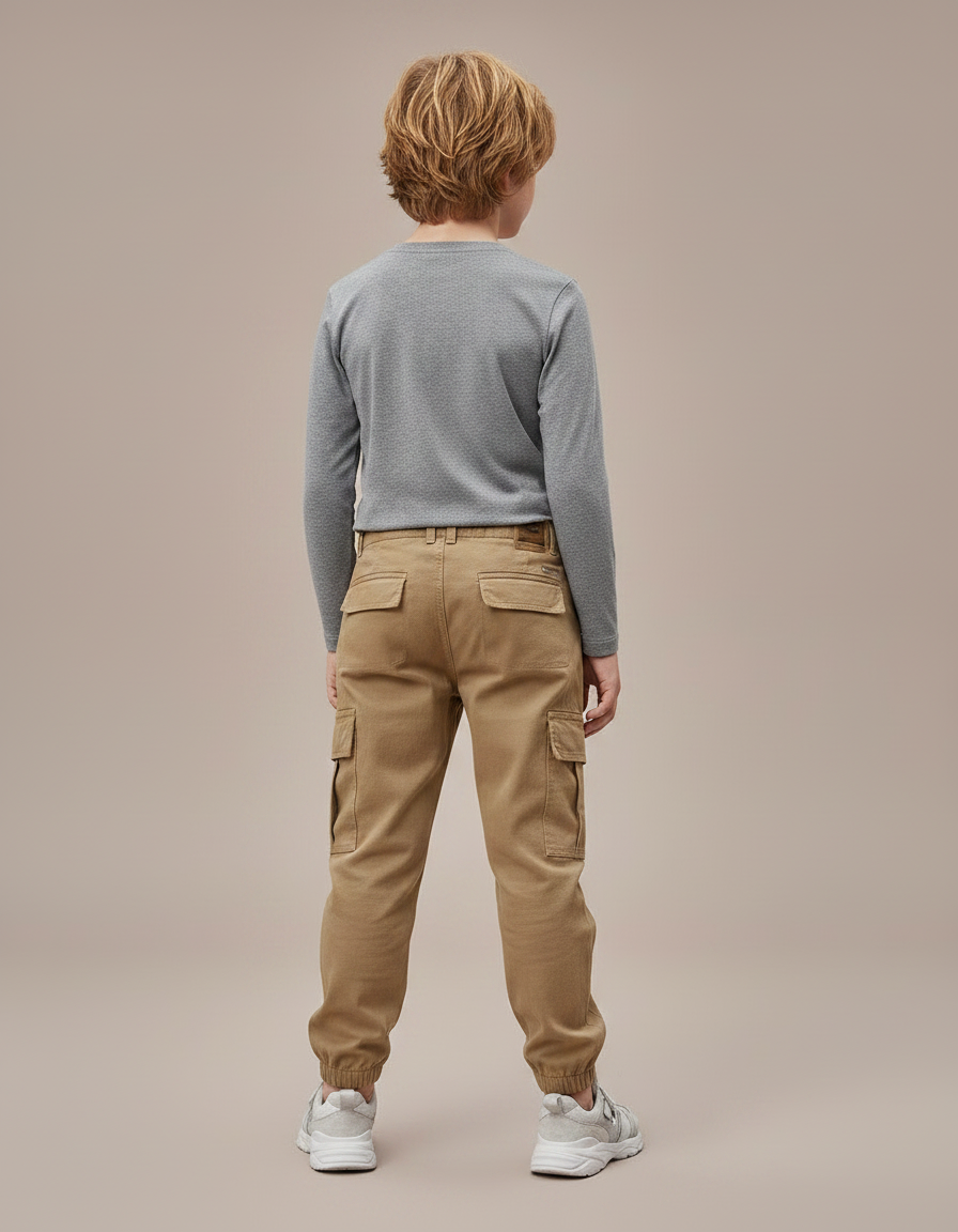 Pantalon Randonnée Enfant Kaki Cargo Décontracté - Toile - vue 2