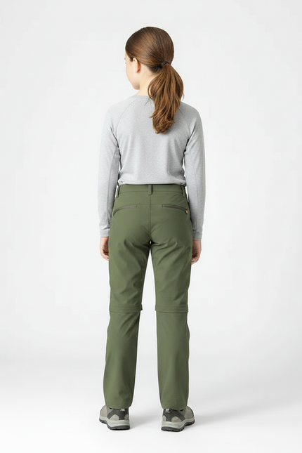Pantalon Randonnée Convertible Kaki Enfant Léger - Polyester - vue 2
