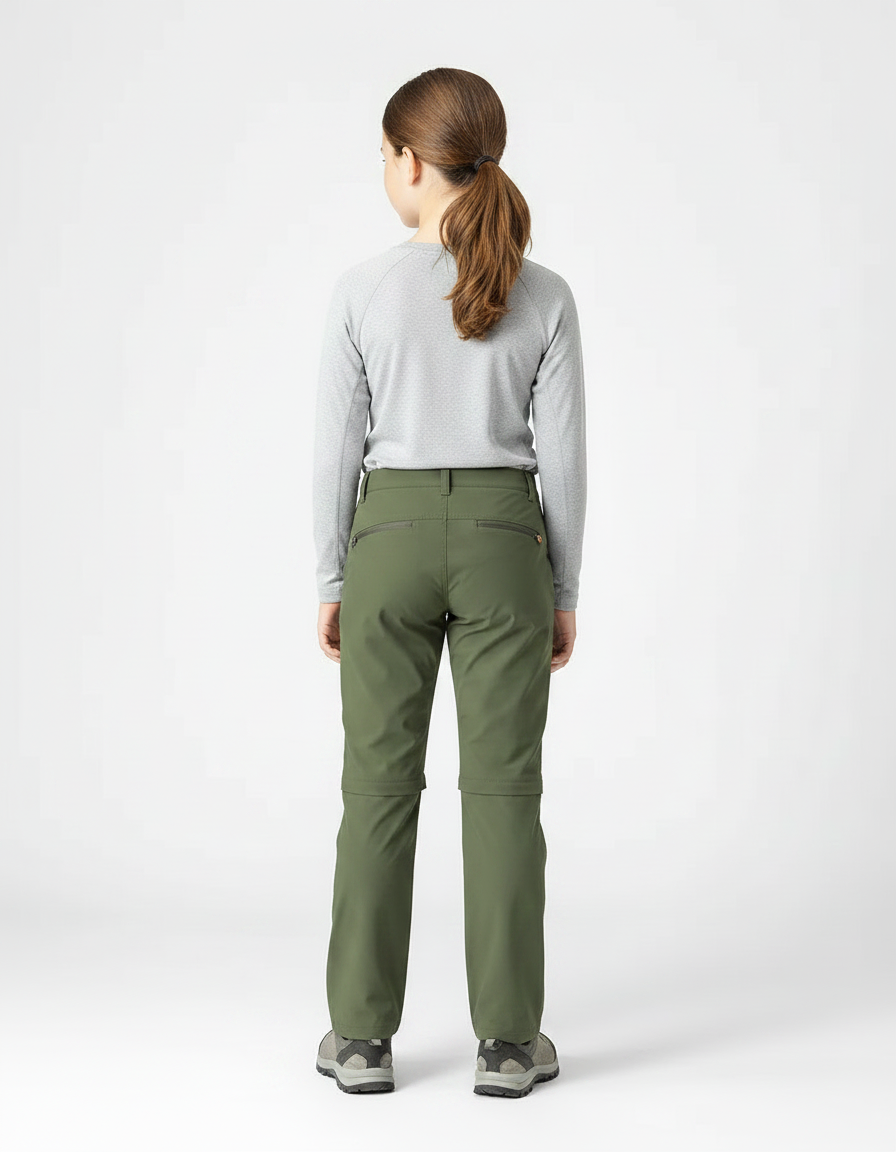 Pantalon Randonnée Convertible Kaki Enfant Léger - Polyester - vue 2