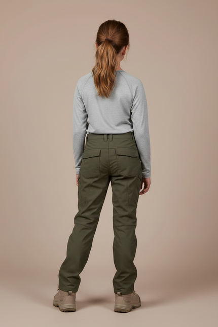 Pantalon Randonnée Kaki Multipoches Coupe Droite - Polyester - vue 2