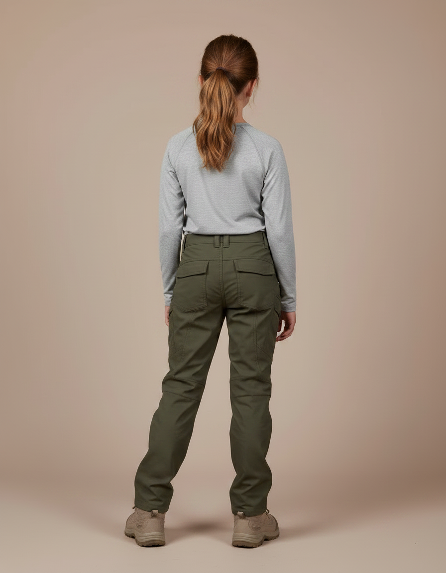 Pantalon Randonnée Kaki Multipoches Coupe Droite - Polyester - vue 2