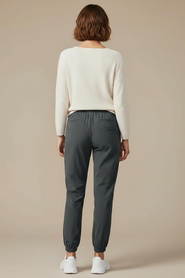 Pantalon Randonnée Gris Anthracite Fluide Cordon Jogger Femme - Polyester - vue 2