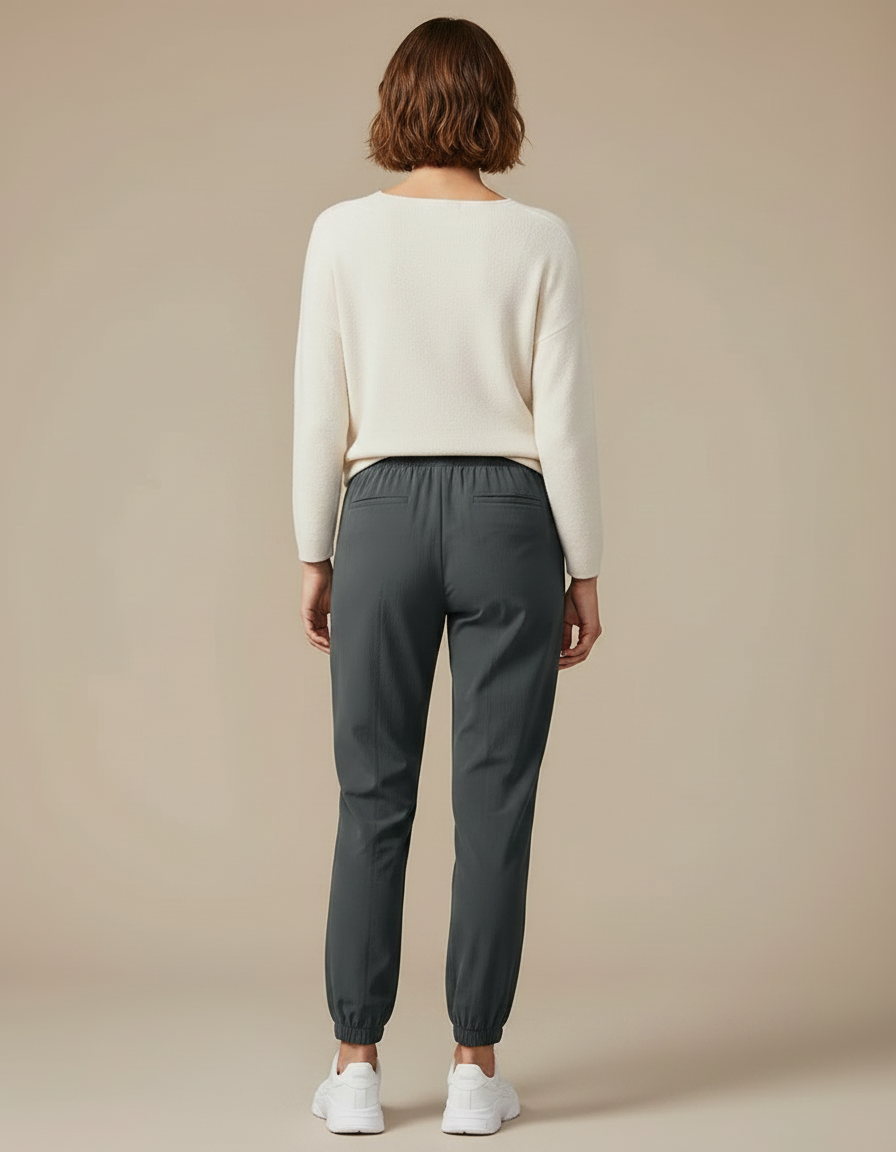 Pantalon Randonnée Gris Anthracite Fluide Cordon Jogger Femme - Polyester - vue 2