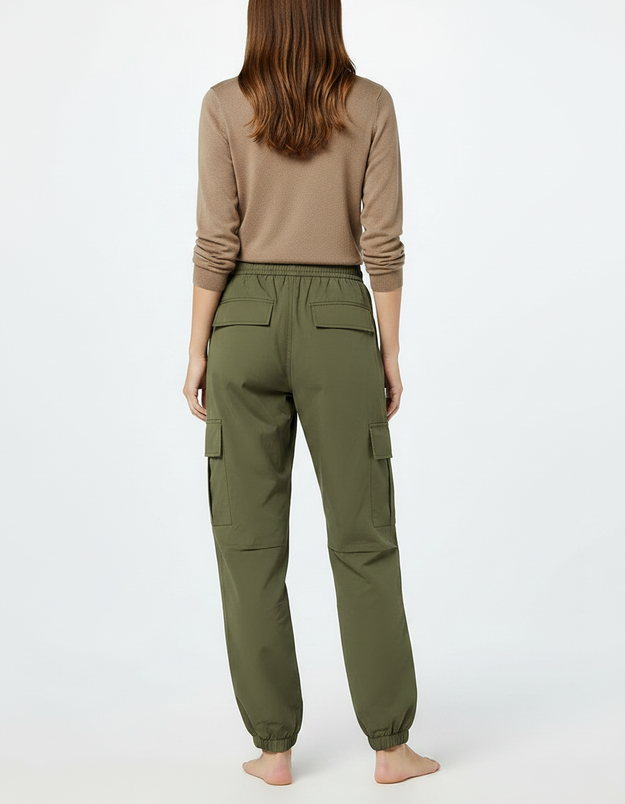 Pantalon Randonnée Kaki Cargo Fluide Femme - Polyester - vue 2