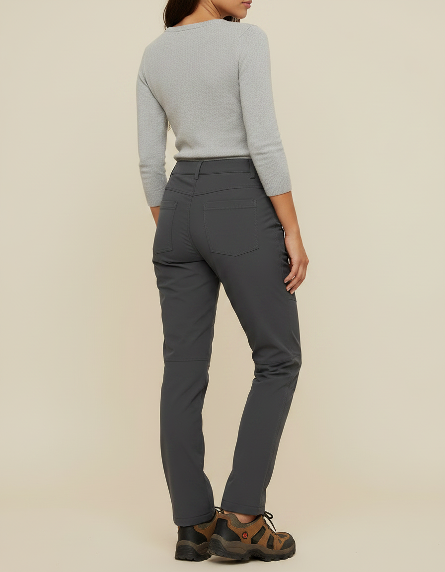 Pantalon Randonnée Gris Doublé Polaire Imperméable Femme - Polyester - vue 2