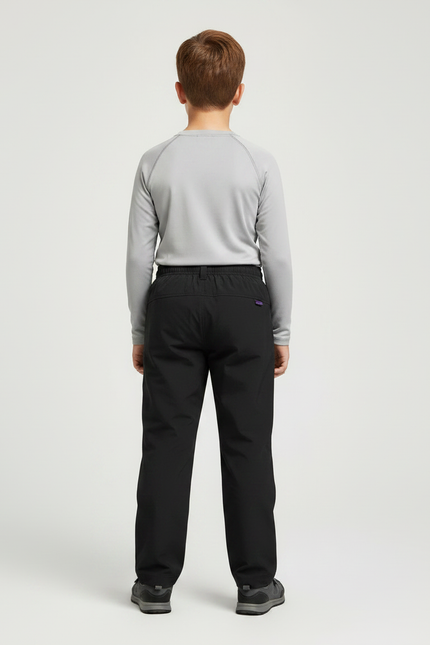 Pantalon Randonnée Noir Enfant Imperméable Coupe Droite - Polyester - vue 2