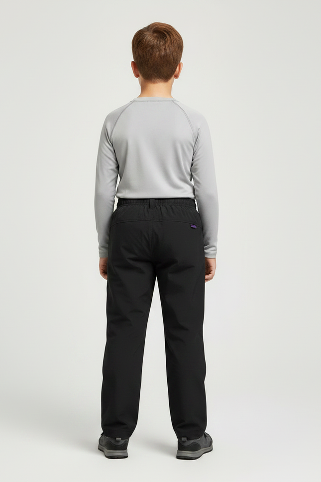 Pantalon Randonnée Noir Enfant Imperméable Coupe Droite - Polyester - vue 2
