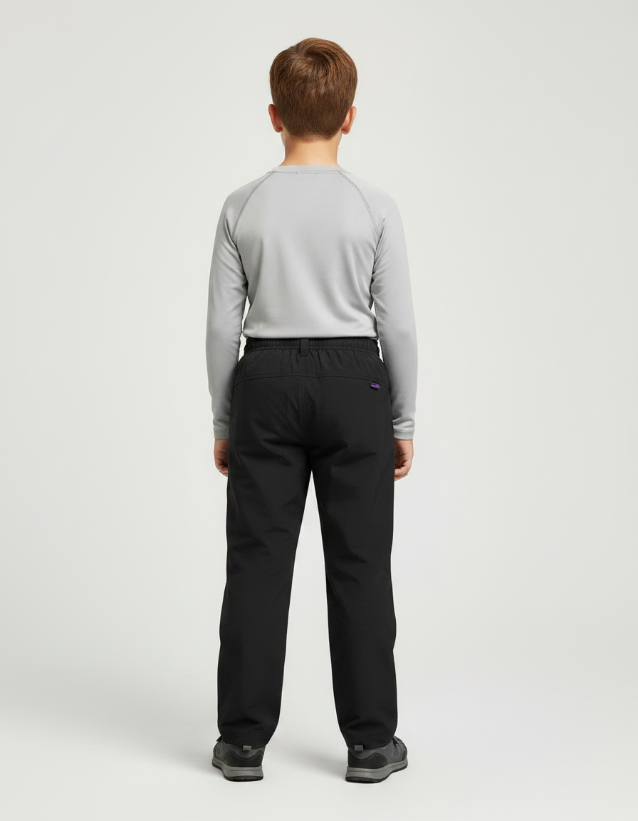 Pantalon Randonnée Noir Enfant Imperméable Coupe Droite - Polyester - vue 2