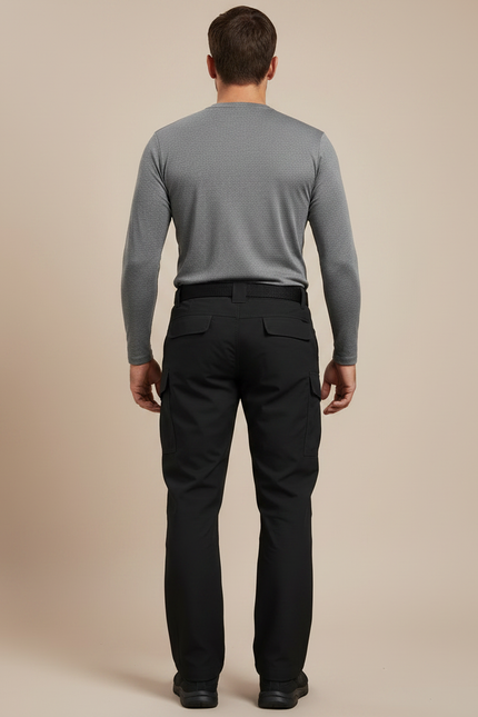 Pantalon Randonnée Noir Tactique Cargo Multipoches Homme - Polyester - vue 2