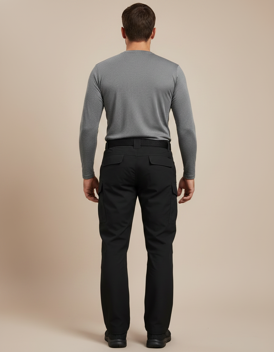 Pantalon Randonnée Noir Tactique Cargo Multipoches Homme - Polyester - vue 2