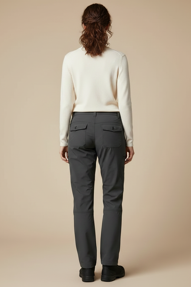Pantalon Randonnée Gris Uni Coupe Droite Femme - Polyester - vue 2