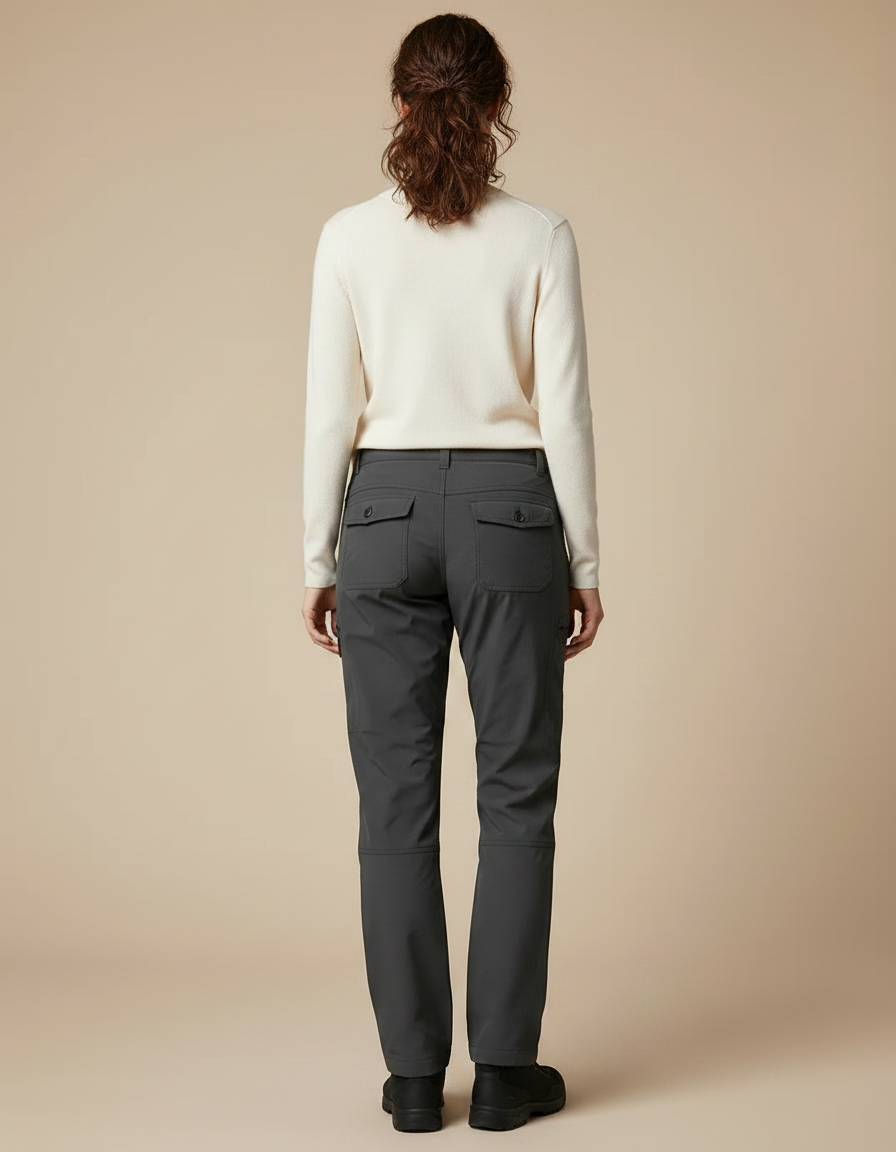 Pantalon Randonnée Gris Uni Coupe Droite Femme - Polyester - vue 2