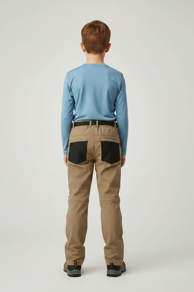 Pantalon Randonnée Kaki Bicolore Renforcé Enfant Hiver - Polyester - vue 2