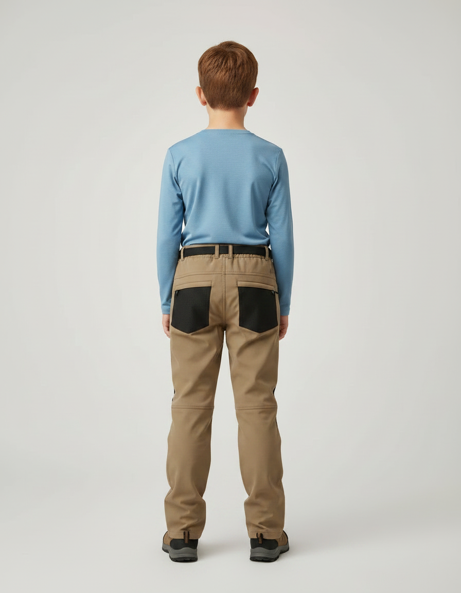 Pantalon Randonnée Kaki Bicolore Renforcé Enfant Hiver - Polyester - vue 2