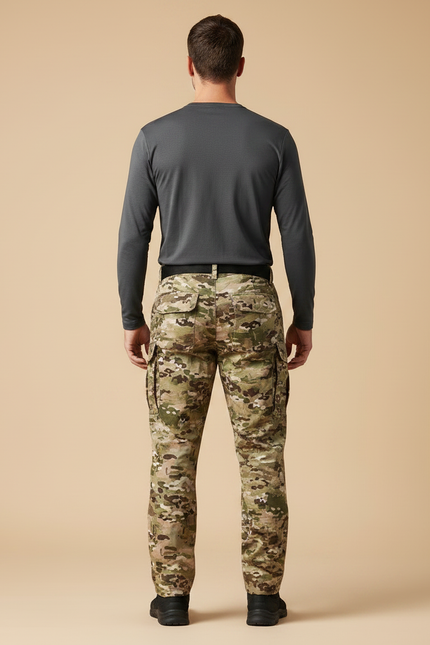 Pantalon Randonnée Camouflage Cargo Multipoches Homme Tactique Résistant - Multicolore Toile - vue 2