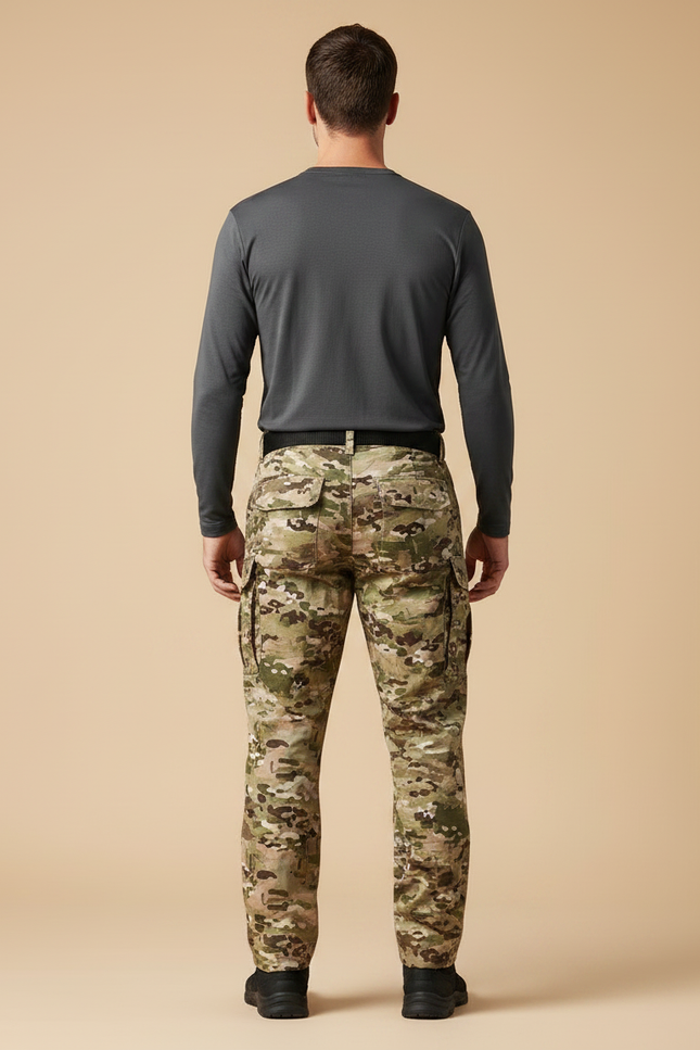 Pantalon Randonnée Camouflage Cargo Multipoches Homme Tactique Résistant - Multicolore Toile - vue 2
