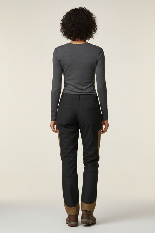Pantalon Randonnée Femme Bicolore Noir Marron Robuste - Multicolore Polyester - vue 2