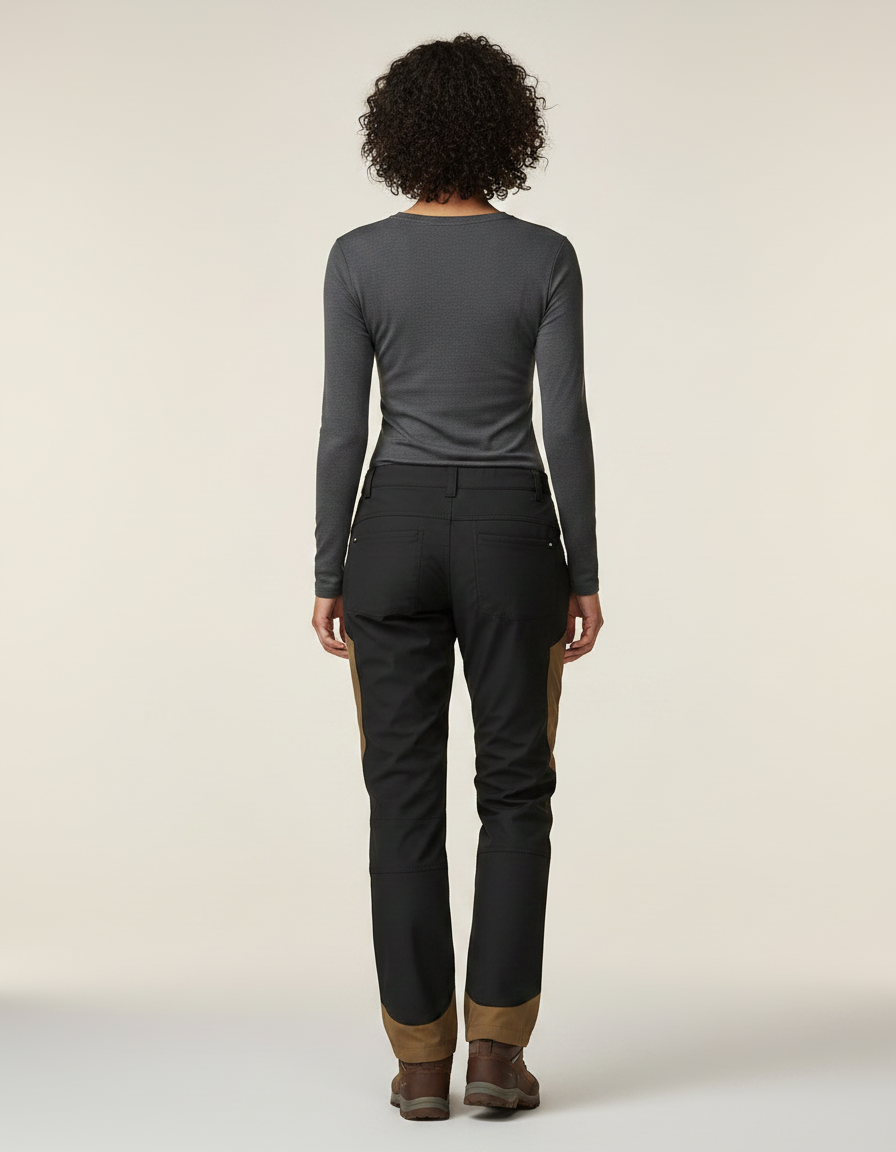 Pantalon Randonnée Femme Bicolore Noir Marron Robuste - Multicolore Polyester - vue 2