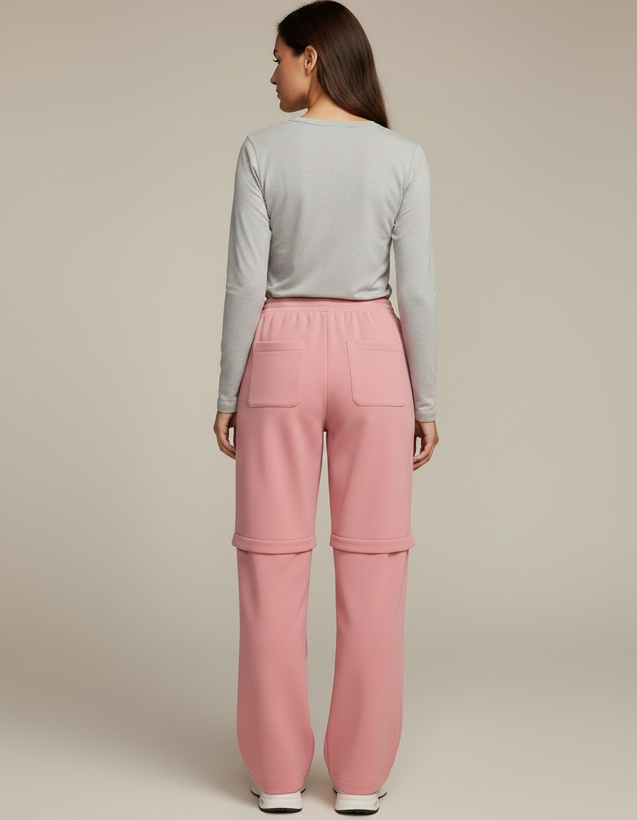 Pantalon Randonnée Rose Convertible Ample Décontracté Femme - Molleton - vue 2