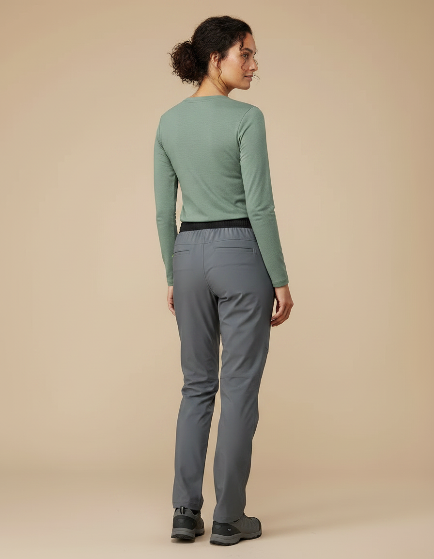 Pantalon Randonnée Gris Séchage Rapide Cordon Femme - Polyester - vue 2