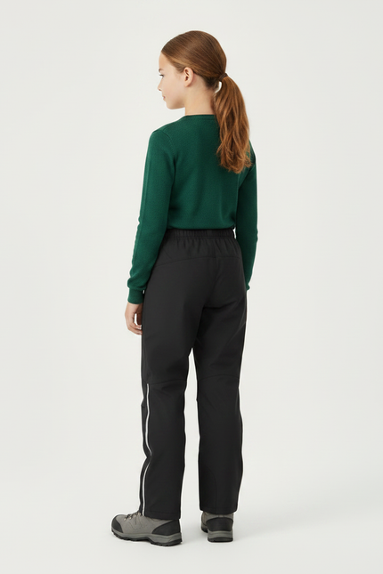 Pantalon Randonnée Noir Imperméable Coupe Droite Enfant - Polyester - vue 2