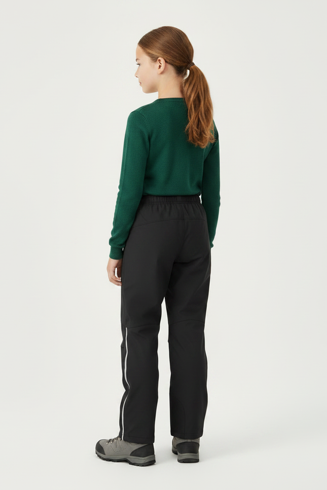Pantalon Randonnée Noir Imperméable Coupe Droite Enfant - Polyester - vue 2