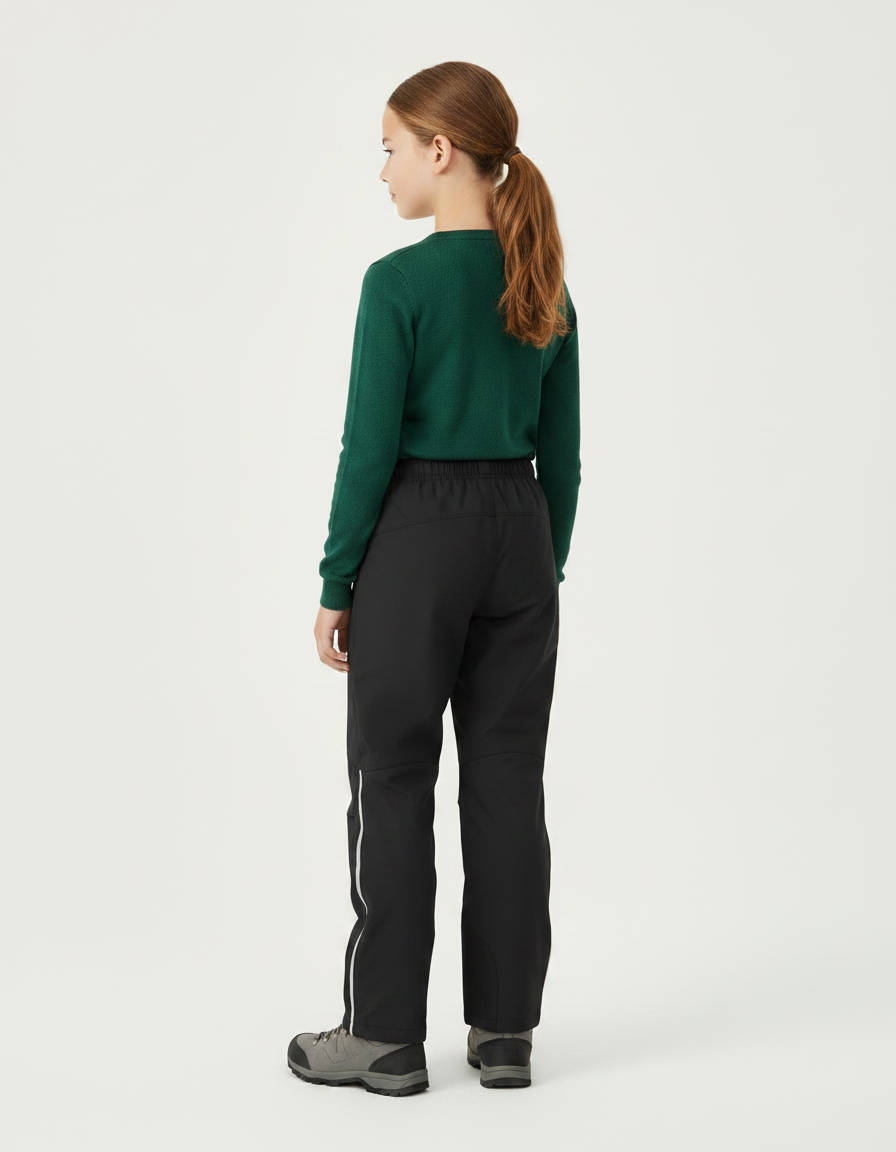 Pantalon Randonnée Noir Imperméable Coupe Droite Enfant - Polyester - vue 2